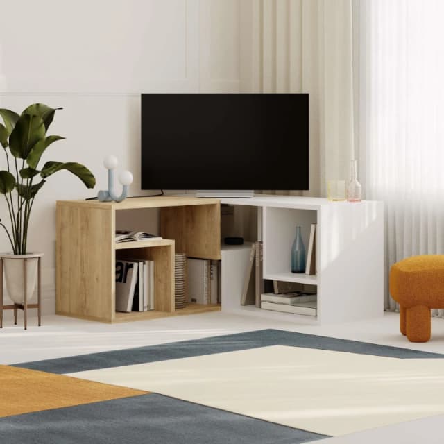 Decortie Glis' Modern Corner TV Unit for TVs Up to 35" in White Size: 1 Pack White Unisex 1 Pack