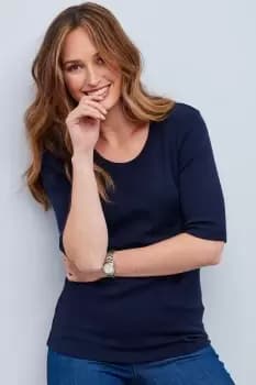 Wrinkle Free ½ Sleeve Scoop Neck Jersey Top