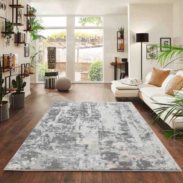 Styra Modern Grunge Abstract Area Rugs Silver 160X230 Cm