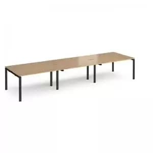 Adapt triple back to back desks 4200mm x 1200mm - Black frame and oak