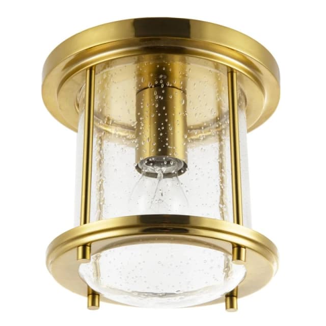 Happy Homewares Vintage Industrial Ceiling Light in Satin Gold with Clear Bubble Glass Gold Unisex