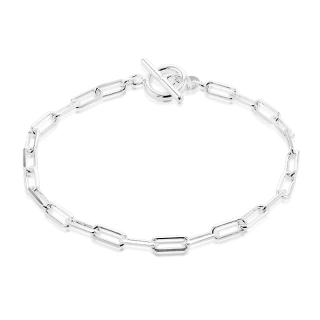 Be You Sterling Silver Paper Chain T-Bar Bracelet Silver female 7.5inch