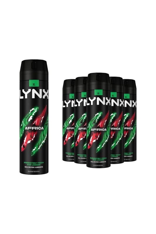 Lynx XL Africa 'Body Spray' 48H Fresh Deodorant, 6x200ml Green male