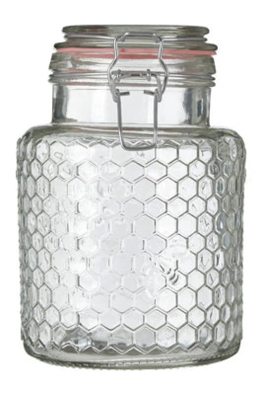 Interiors by Premier Apiary Pink Seal Small Glass Jar. Silver