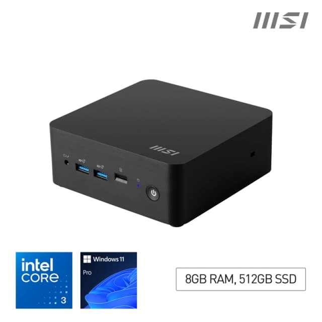 MSI Cubi NUC 1M Mini PC, Core 3 100U, 8GB RAM, 512GB SSD, Windows 11