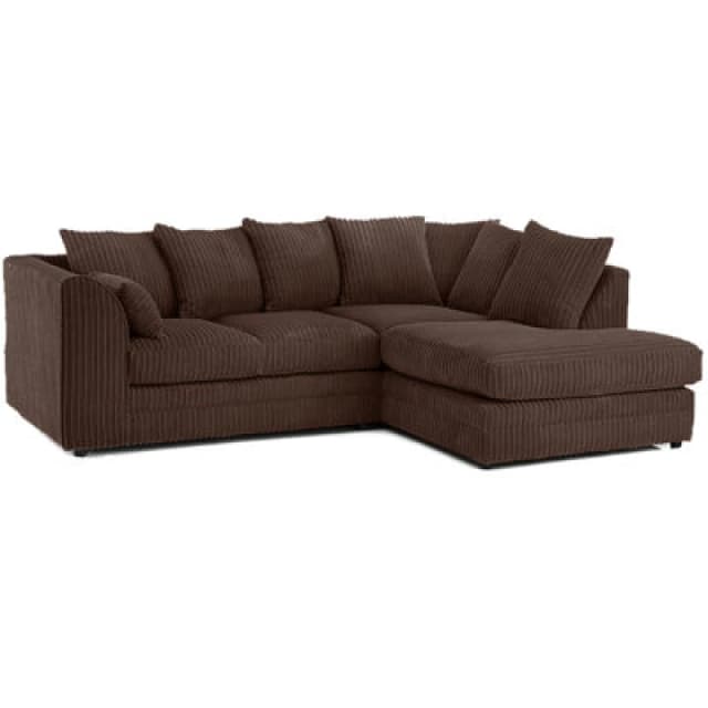 Furnishings For Less UK Luxor Jumbo Cord 4 Seater Corner Sofa Chocolate Right Hand Facing