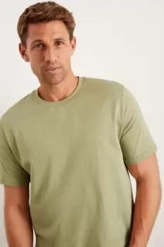 Mens Slim Fit Khaki Short Sleeve Premium Tee