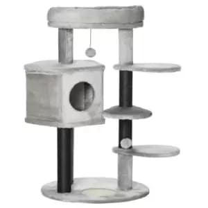 PawHut Cat Tree Climbing Tower for Indoor Cats - Light Grey