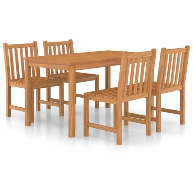 vidaXL 5 Piece Garden Dining Set Solid Teak Wood, Brown 3059929