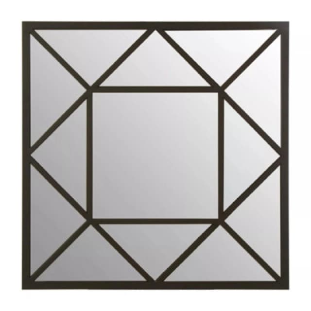 Orsina Black Metal Frame Wall Mirror, Geometric Square Industrial Mirror For Living Room Or Hallway, Wall Decor