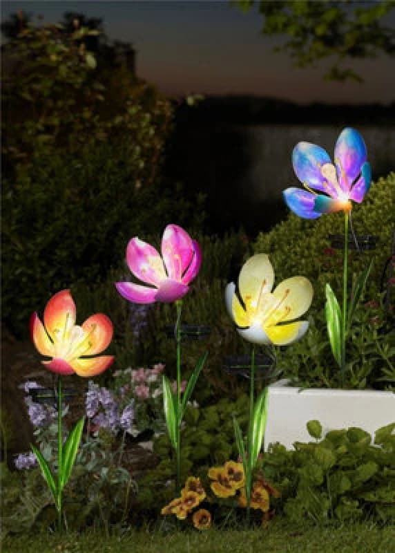 SMART GARDEN 2 x Smart Garden Flower Bloom Blue Purple Glass Solar Stake Light Garden LED 1012553MO