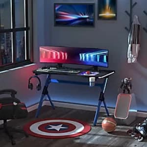 Homcom Gaming Desk Steel Blue 666 x 750 mm