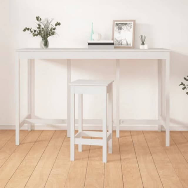 Vidaxl Bar Table White 180X80X110 Cm Solid Wood Pine, White 822163
