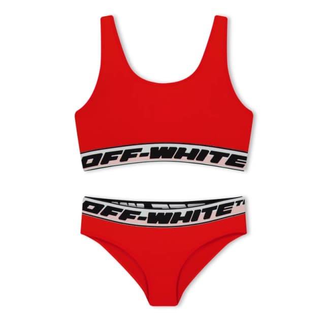Off White Kids Logo Bikini Red/Black female 8Y