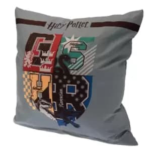 Harry Potter House Mascots Crest Filled Cushion (One Size) (Grey/Black)