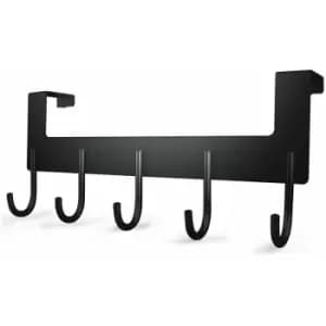 Heavy Duty Aluminium 5 Hook Over Door Organiser Rack Coat Towel Robe Hanger - Oypla