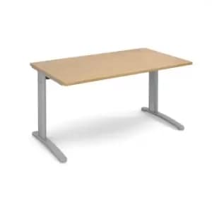 Office Desk Rectangular Desk 1400mm Oak Tops With Silver Frames 800mm Depth TR10