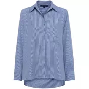 French Connection Thin Stripe Relaxed Popover Shirt - Blue