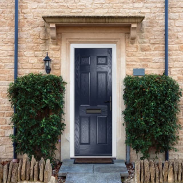 Lacerta Composite Door Muirfield Solid Blue 920mm X 2090mm Open In Left Hand No Glass 10 Year Guarantee - Free Delivery & Smart Lock