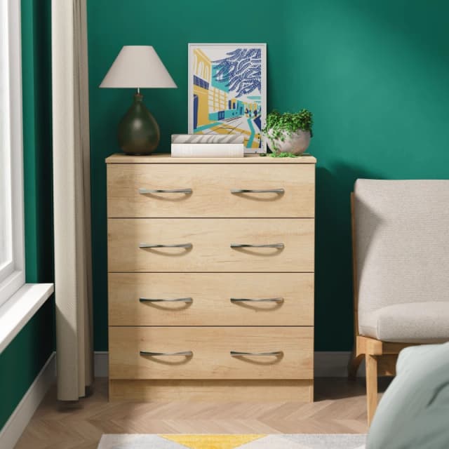 Ready Assembled 2 U Hampshire 4 Drawer Chest (Ready Assembled) in Light Brown Light Brown Unisex