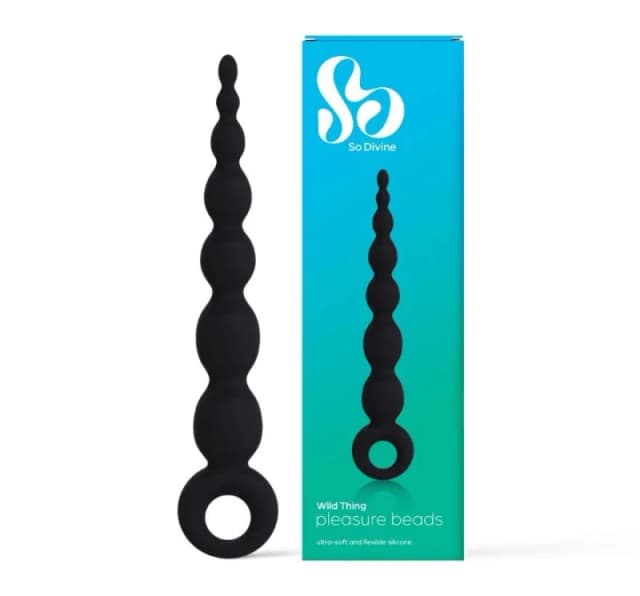 So Divine Wild Thing Premium Anal Beads Black unisex