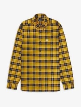 Fred Perry Tartan Oxford Shirt, Yellow, Size 2XL, Men