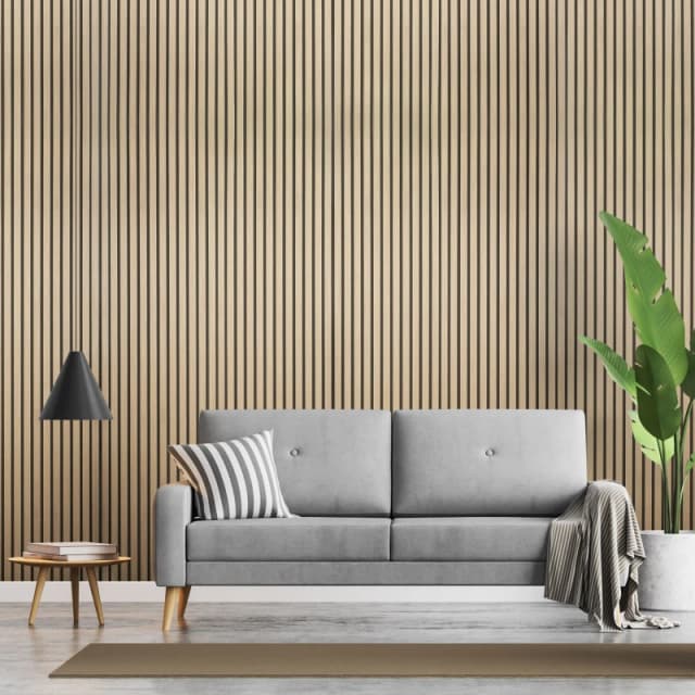 Fuse Acoustic Wall Panels Acoustic Wooden Wall Panel in Natural Oak, 2.4m x 0.6m in Brown Brown Unisex