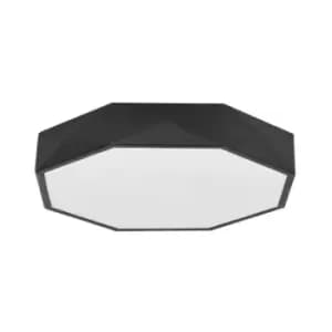 Merano Belleville 40cm Integrated LED Semi Flush Light Sandy Black Aluminium Matt White LED 24W 1380Lm 3000K
