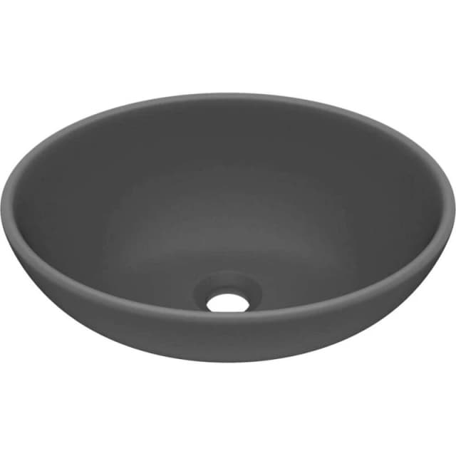 VIDAXL Luxury Basin Oval-shaped Matt Dark Grey 40x33cm Ceramic Vidaxl 8720286036334