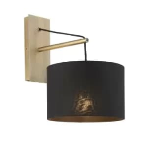Ravenna Wall Lamp Matt Brass Plate & Black Cotton Fabric