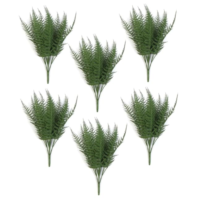 N/A Pack of 6 x 35cm Fire Resistant Artificial Fern Stem