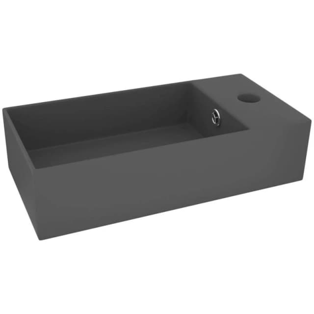 vidaXL Bathroom Sink Ceramic Light Grey Round, Grey 146982