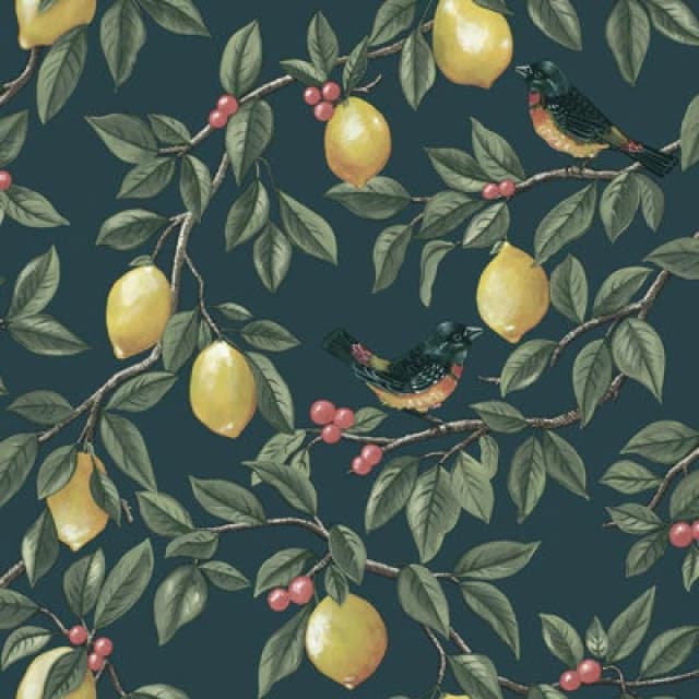 Holden Decor Lemon Leaf Trail Wallpaper - Teal Teal WFVNH Unisex