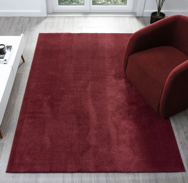 Comfy Washable Low Pile Living Room Area Rug - Anti Slip Felt Backing Red 200Cm X 280Cm