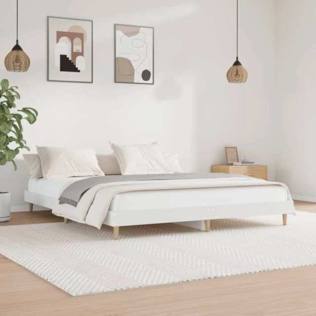 VIDAXL Bed Frame without Mattress White 200x200cm Engineered Wood Vidaxl 8720845794903