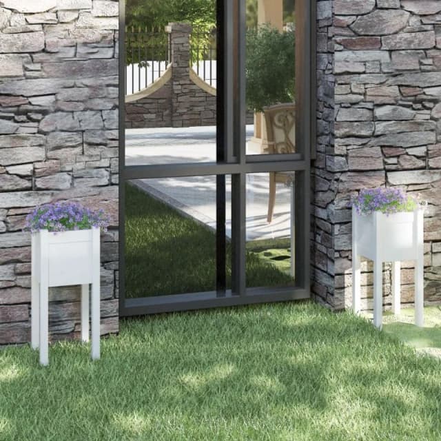 VIDAXL Garden Planters 2 pcs White 31x31x70cm Solid Pinewood vidaXL 8720286815137