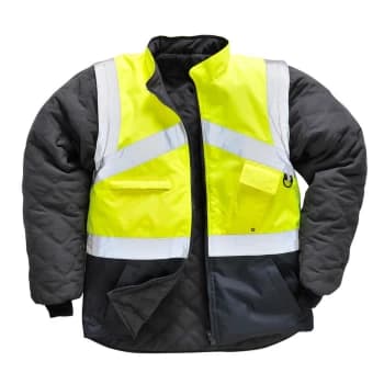 Oxford Weave 300D Class 1:2 Hi Vis 2-Tone Reversible Jacket Yellow / Navy 2XL