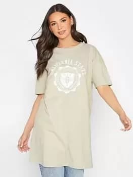 Long Tall Sally Slogan Oversized Tunic - Green, Size 10, Women