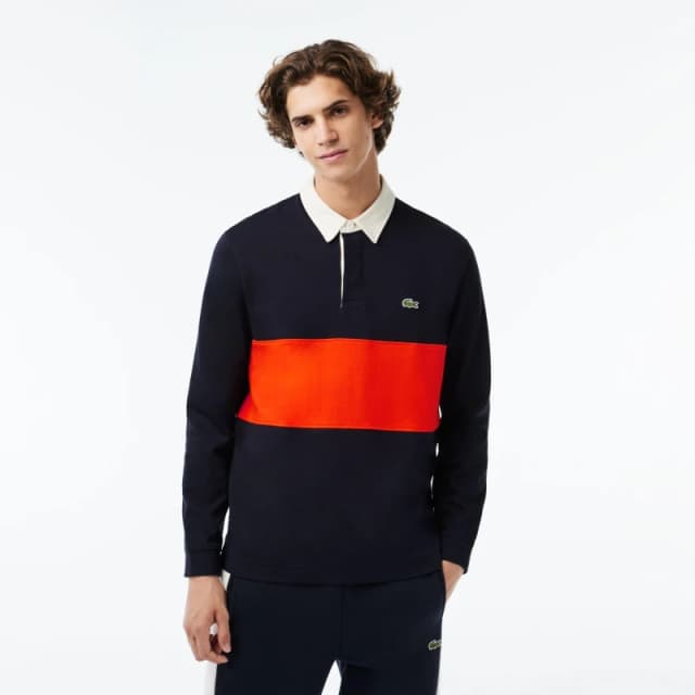 Lacoste Mens Colourblock Polo Shirt Abysm/Sunrise male XS