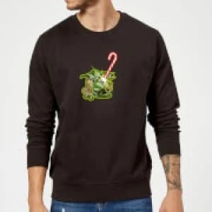 Star Wars Candy Cane Yoda Black Christmas Sweatshirt - L - Black
