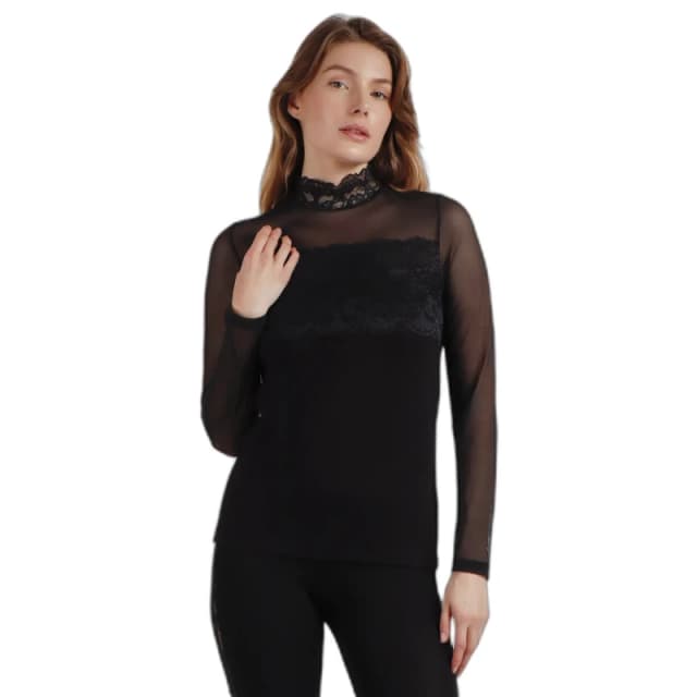 Admas Lace and tulle womens t-shirt Admas Classic Noir Female S