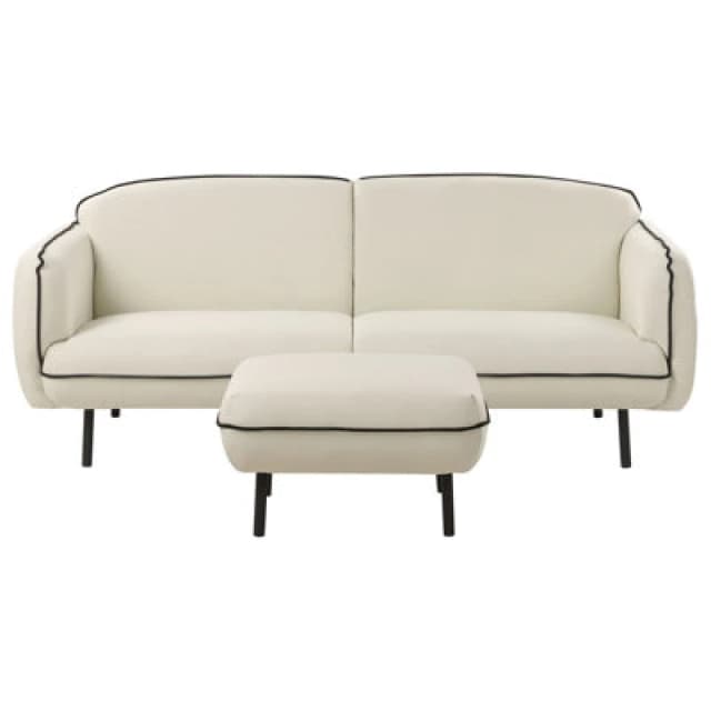 Beliani Sofa 3 Seater Tonsberg Fabric Light Beige With Ottoman