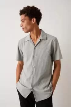 Mens Slim Fit Grey Jersey Rib Revere Shirt