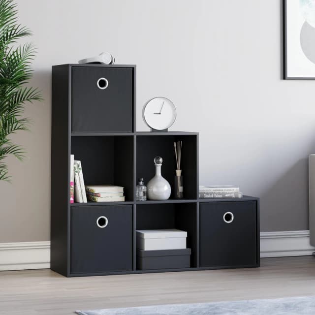 Lassic 6 Cube Storage Unit (B) + Set of 3 Storage Cubes Black unisex 6 Unit