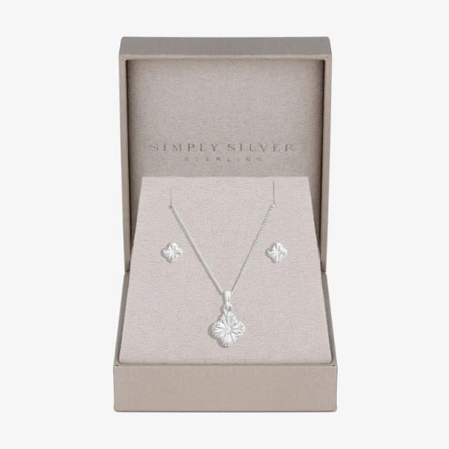 Simply Silver Sterling Silver 925 Diamond Cut Clover Set Jewellery Sets One Size Silver 72236811000
