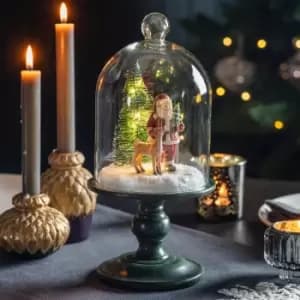 Crossland Grove Santa Scene Cloche With LED Green 145x145x300mm