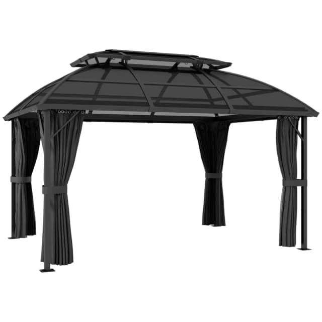 Outsunny Outsunny - 4 x 3(m) Polycarbonate Gazebo for Lawn, Yard, Patio, Deck Black - Black 5056725520182