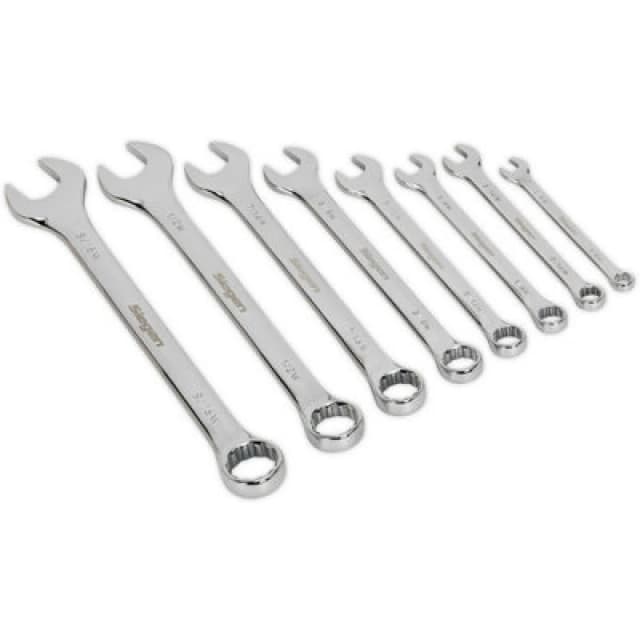Loops 8pc Whitworth Socket Combination Spanner Set -12 Point Imperial Classic Car Ring Multi