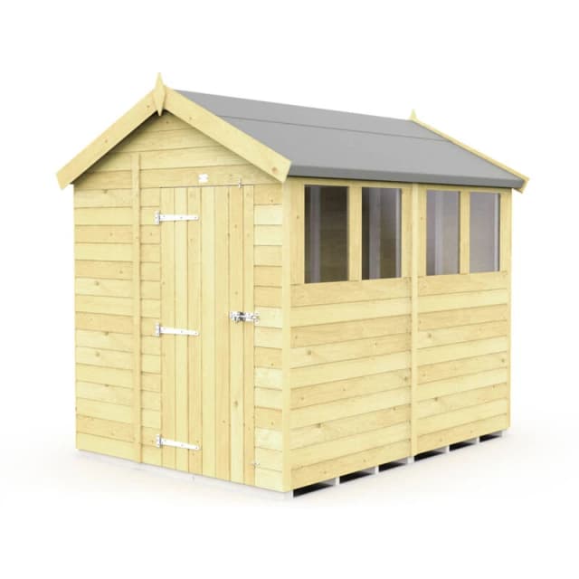 Flat Pack Sheds DIY Sheds 7 x 8 Apex Shed, Brown 7X8AFF