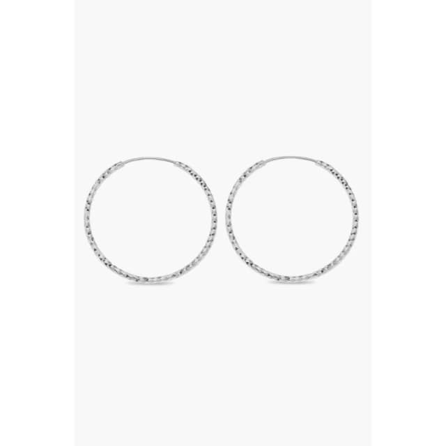 Be You Sterling Silver Diamond Cut Hoop Earrings 50mm Silver One Size
